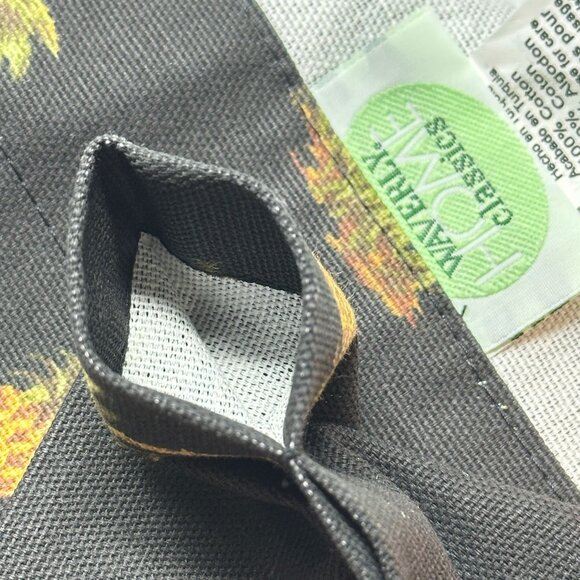 Waverly Tier Curtain Aloha Pineapple Palm Tree Cotton Black Tropical Rod Pocket - Picture 6 of 6